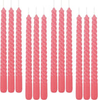 12-Pack Pink Spiral Taper Candles – 10 Inch Elegant Dripless & 10-Hour Burn – Long-Lasting Decorative Candles for Weddings, Birthdays, Parties, Church, Home Decor & Romantic Dinners