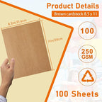 100 Sheets Brown Cardstock 8.5 x 11 Printer Paper, 92lb Heavyweight Paper Card Stock for Greeting Cards, Wrapper, Thank You Cards, Wedding Invitations, DIY Card Making, Office