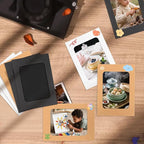 100 Pack Paper Picture Frames, 4x6 Inch Photo Strip Frame Hanging Photo Display Banner, 3 Colors Photo Holder with Wooden Clips and String for Wall Decor and Party Supplies