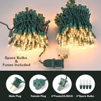 PhilzOps Clear Christmas Lights, 69.6ft 300Ct Warm White Incandescent Christmas String Lights, Connectable 120V UL Certified Indoor Xmas Tree Lights for Outdoor Wedding Party Decor, Green Wire