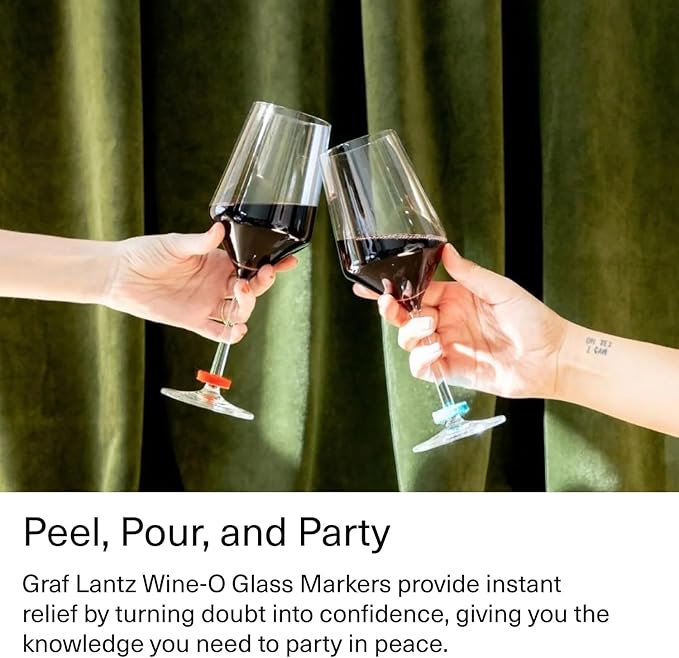 Graf Lantz - Wine-Ote's Merino Wool Wine Glass Charms (Happy) 7 Count - Drink Markers with Note Card - Reusable - 7 Colors - Boho Style - Home Decor, Party Favors & Vacation Essentials - 5mm Felt