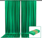2 Panels Deep Green Backdrop Curtain, 10 x 7 Feet Background Curtains for Parties, Weddings, Baby Showers, Bachelorette Halloween, Christmas Birthday Party Photoshoot Backdrop Curtains Decorations