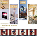4th of July Table Runner, Patriotic Independence Day American Stars Stripes Flag Print Table Runner for Farmhouse Kitchen Dining Holiday Birthday Party, 13x70inch