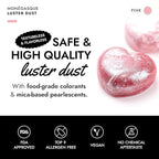 MONÉGASQUE Pink Edible Glitter for Drinks 15g – Pink Edible Glitter for Cakes – Luster Dust for Drinks, Food, & Cake Decorating – Halloween Cocktail Drink Shimmer – Cocktails & Cake Decorations Spray
