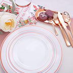 WDF160 Piece Rose Gold Disposable Cutlery Set - Heavyweight Plastic Silverware - Includes 80 Forks, 40 Spoons, 40 Knives - Rose Gold Silverware Perfect for Wedding/Party