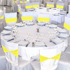 Kinlop 50 Pcs Spandex Chair Sashes Bows Chair Bands Slider Sashes for Covers Elastic Bands Ties Without Buckle Decorations for Wedding Party Events Ceremony Birthday(Yellow)