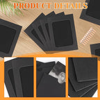 100 Pack Paper Picture Frames, 4x6 Inch Photo Strip Frame Hanging Photo Display Banner, Black Photo Holder with Wooden Clips and String for Wall Decor and Party Supplies