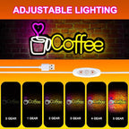 Coffee Neon Sign LED lights for Business,Dimmable 5V USB Powered for Wall Decor - LED Light Up Sign for Club Windows Glass Party-Restaurant Room Decoration Gift for Friends (15.1 * 7.1in)