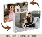 4×6 Acrylic Photo Frames 3 Pack,10mm+10mm Thick Magnetic Double Sided Free-Standing Transparent Picture Frame for Tabletop Display. (Transparent, 4X6)