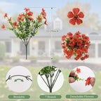 Artificial Flowers for Outdoors 24 Bundles, UV Resistant Orange Fake Silk Flower Fall Autumn Garden Decor Wedding Window Door Decorations