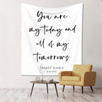 You Are My Today And All of My Tomorrows Backdrop, Custom Tapestry with Names and Date, Rustic Wedding Sign, Personalized Calligraphy Banner for Ceremony, Arch, Reception Backdrop