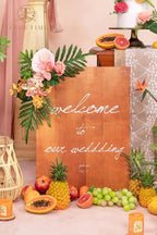 TINGE TIME Artificial Flowers Tropical Citrus & Pink Flower Combo for DIY Summer Wedding Bouquets Table Centerpieces Arrangements Party Baby Shower Home Decorations