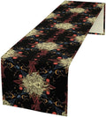 Boho Moon Lion Table Runner, Chinese Fish Phase of The Moon Sun Moon Table Runner for Kitchen Dining Table Home Party,13x90 Inch Black Red