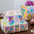 Burymento Holographic Pink Dot Gift Wrapping Paper for Birthday, Valentines, Mothers day, Graduation, Wedding, Fathers day, Baby Shower, Christmas (17in x 32.8ft)