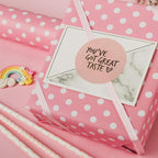 WRAPAHOLIC Reversible Wrapping Paper - Mini Roll - 17 Inch X 33 Feet - Pink and Polka Dot Design for Birthday, Holiday, Wedding, Baby Shower