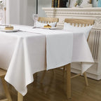 DUALIFE Pure White Table Runner 72 inch Length Soft Color Thick Polyester Decorative Cloth Handcrafted for Indoor/Outdoor Wedding Shower Party 1 Piece 14X72 Inch