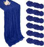 6 Pack Royal Blue Table Runner 10ft Boho Gauze Fabric Cheese Cloth Table Runner 35 x 120 Inch Rustic Sheer Runner for Romantic Wedding Decor Baby Shower Party Table Centerpiece Decorations