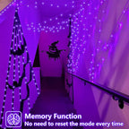YEGUO 165ft 500 LED Halloween Lights Outdoor Waterproof, Purple String Lights Indoor Plug in, 8 Modes Clear Wire Purple Lights for Halloween Holiday Home Tree Garden Patio Decor