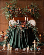 Ling's Moment Flower Garland - 6FT Eucalyptus & Rose - Sweetheart Table Decor for Wedding Reception, Artificial Floral Garland for Mantle, Christmas Decoration, Dark Teal & Burnt Orange