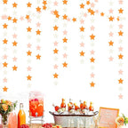 Orange-Beige Peach Party-Decorations Star Garland - 62ft Boho Fall Autumn Streamers Hanging Banner,Thanksgiving Harvest Twinkle Twinkle Little Star Baby Bridal Shower Wedding Engagement Decor Hugtmr