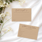 Advice & Wishes Card Set - Minimalism Brown - 15 Advice & Wishes Cards & 15 Date Night Cards Cards For New Couple, Newlyweds, Engagement, Wedding Party Favor & Supplies - B03