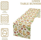 Vintage Spring Summer Fruit Table Runner Watercolor Pear Strawberry Leaves Dinner Runner for Farmhouse Party Holiday Home Kitchen Dining Table Decor 13x120