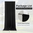 10ft×9ft Black Backdrop Curtain, Wrinkle Free Thick Polyester Drapes for Backdrop, 2 Panels 5ft x 9ft Photo Backdrop Curtains for Parties Birthday Wedding Graduation Photography Background Cloth