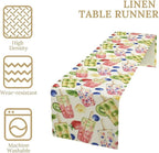 Ice Cream Table Runner, Watercolor Fruit Ice Popsicles Berry Kiwi Cold Summer Desserts Seasonal Dinner Runner for Party Holiday Home Kitchen Dining Table Decor 13"x60"