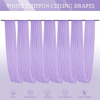 6 Panels Lavender Ceiling Drapes for Wedding 5ftx30ft Chiffon Fabric Arch Draping Curtains Sheer Drapery for Party Ceremony Birthday Baby Shower Reception Stage Swag Ceiling Decorations