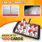 Trading Card Binder 4-Pockets, 400 Pockets Card Holder with 50 Removable Sleeves, Large Capacity & Waterproof Zipper Album Holder for Trading Card Collector, Portable Card Album Book for Game Card-Red