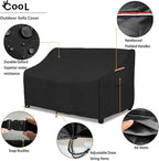 okcool Heavy Duty Patio Sofa Cover, 100% Waterproof 3-Seater Outdoor Sofa Cover Fits up to 85W x 38D x 35H Inches, Lawn Patio Furniture Covers,Black