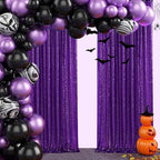 Poise3EHome Purple Sequin Backdrop Curtain,4 Panels 2FTx8FT Glitter Background for Halloween Party Birthday Wedding Christmas Thanksgiving Holiday Festival Decor