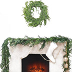 NSBELL 6 Ft Artificial Norfolk Pine Garlands, Real Touch Winter Pine Garland, Green Artificial Greenery Garland for Table, Mantle, Wall, Indoor, Outdoor Christmas Decorations
