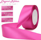 Hot Pink Solid Satin Ribbon 1-1/2 Inch 25 Yards Solid Polyester Fabric Ribbon for Gift Wrapping Wedding Christmas Baby Shower Birthday Party Decoration Handmade Immortal Flower Craft