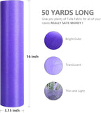 Crystal Organza Fabric Tulle - 16" by 50 Yards Sheer Fabric for Wedding Party Decoration Bridal Shower Tutu Roll Netting Spool Ribbon Wrapping (Purple)