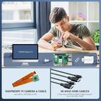 Raspberry Pi 5 Starter Kit with Pi 5 4GB RAM Board, 27W USB-C Pi 5 Power Supply, 128GB Card, Raspberry Pi 5 Aluminum Case