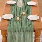 MLMW 4 Pack Sage Green Table Runner Cheesecloth Boho Gauze Rustic Cheese Cloth Table Runner 160 inch Sheer 13.3ft for Wedding Party Baby Bridal Shower Birthday