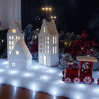 VIHOSE Christmas Snow Blanket with LED Lights String Pre Lit Artificial Fake Snow Blanket Roll Lighted Table Runner for Christmas Tree Village Display Winter Holiday Decor (White Light,94'' X 24'')