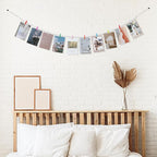 Hanging Photo Display with Clips, Boho Wooden Bead Garland Collage Picture Frame Wall Decor, Photo String with 10 Different Random Colors Wood Clips for Bedroom Room Decor, Christmas Teen Girls Gifts