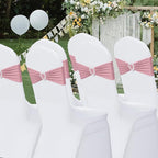 Howhic Pack of 30 Spandex Chair Sashes Bows Stretch Chair Cover Band with Buckle Slider Universal Elastic Chair Ties for Wedding Banquet Party Event Decoration (Dusty Pink)