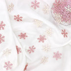 200PC Pink Glitter Snowflake Confetti Winter Onderland Decorations Paper Snowflakes Table Scatter for Winter Wonderland Birthday Baby Shower Party Decor