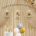 8 Panels Beige Backdrop Curtains for Party Background, Wrinkle Free Beige Photo Curtains Backdrop Drapes Back Drop Cloth for Wedding Birthday Photography Baby Shower Decor, 40ftx10ft