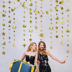 Gold 40th Birthday Decorations Number 40 Circle Dot Twinkle Star Garland Metallic Hanging Streamer Bunting Banner Backdrop for Women Mens 40 Year Old Birthday Forty Anniversary Party Supplies