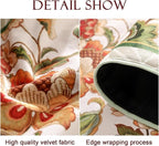 patdrea Designer Elegant French Floral Velvet Table Runner, Fresh Green with Orange Blossoms Pattern Table Mat, Decoration for Kitchen Dining Coffee Table Cabinet Banquet Thanksgiving,12"*102"