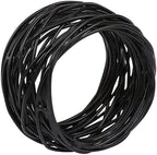 Handmade Round Mesh Black Napkin Rings Holder for Dinning Table Parties Everyday, Set of 12