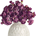 Letjolt Ranunculus Artificial Flower 18 Pcs Purple Silk Ranunculus Wedding Bouquet Engagement Centerpieces Arrangements Bridal Shower Decorations Home Decor, Purple