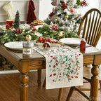 Artoid Mode Floral Leaves Christmas Table Runner, Wild Flowers and Grasses Winter Kitchen Dining Table Decoration for Home Party Decor 13x120 Inch