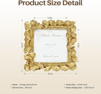 Cuspin Vintage Picture Frame 6x6 Gold Frames, Gold Ornate Leaf Textured Hand-Crafted Resin with Glass Front Antique Photo Frame for Tabletop Display, Retro Design Home Decor