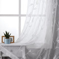 VISIONTEX White Sheer Voile Curtains, Decorative White Embroidery Faux Linen Rod Pocket Window Drapes for Home Kitchen, Living Room and Bedroom 54 x 95 Inch, Set of 2 Curtain Panels