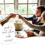 Pick a Seat Not a Side Wedding Sign, Engagement Bridal Shower Decor fo Ceremony Reception Party, Weddings Table White Acrylic Sign